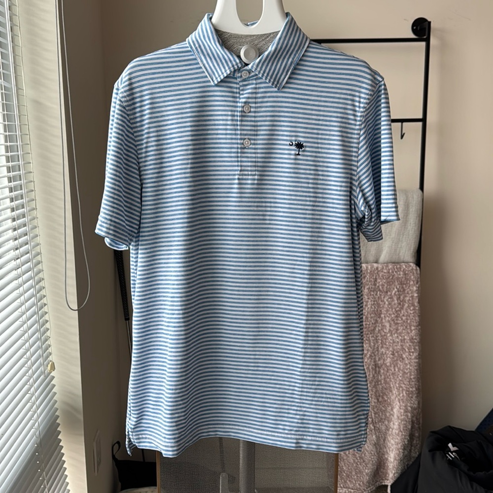 Vineyard Vines Light Blue Striped Golf Polo